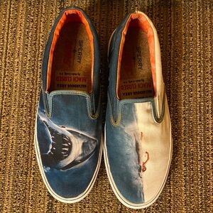 Sperry X Jaws 40th Anniversary Shark Attack Slip On Boat Shoes Mens Size 10 M